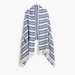 J.Crew Summerweight Cape Scarf Wrap Shawl in Blue Stripe